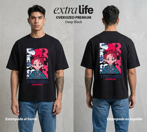 Cazadores de la Noche | El Cazador del Agua Chibi #00987 - Playera Oversized Premium | Deep Black - Foto en modelo