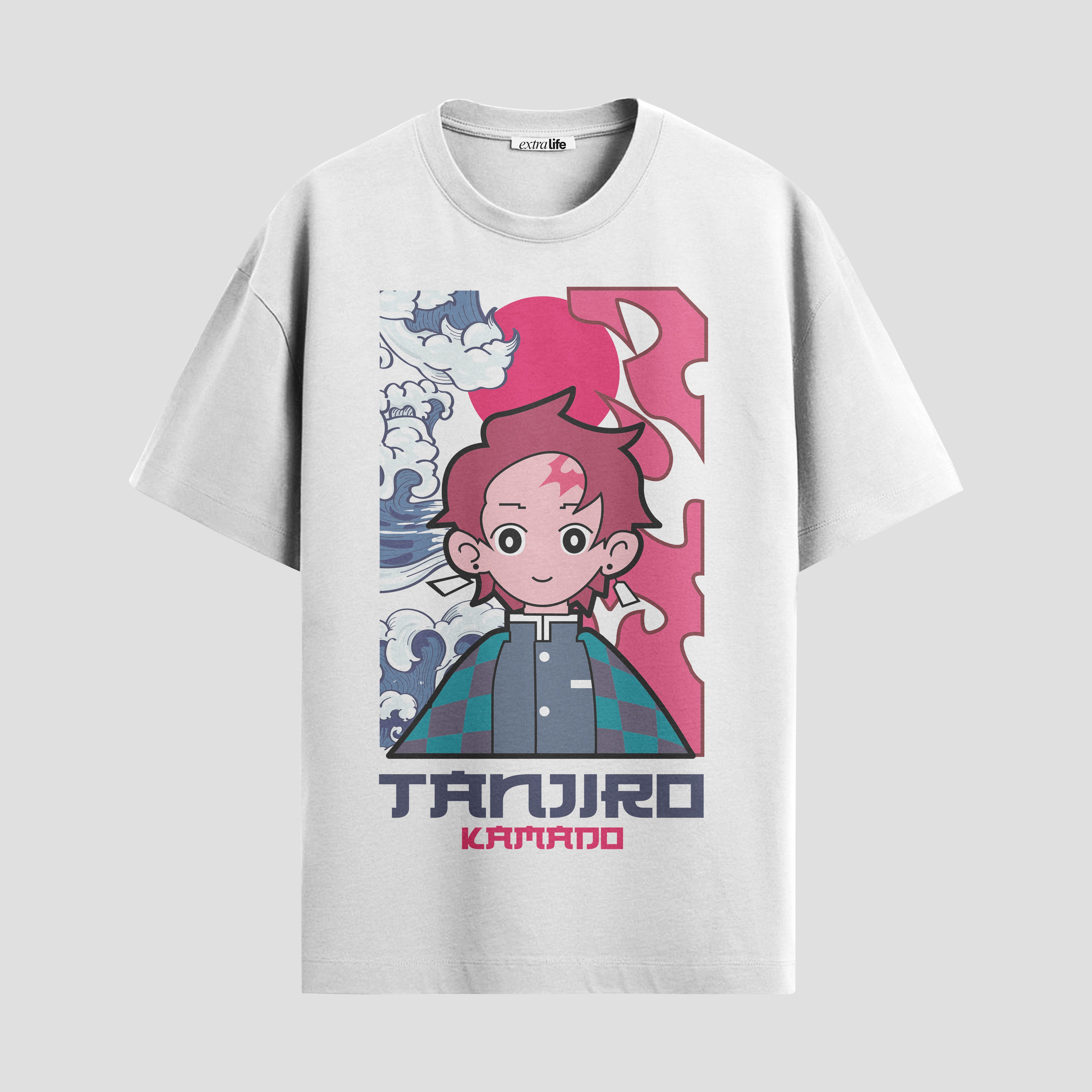 Playera urbana de anime y gaming ExtraLife MX, corte Standard Fit unisex ligero y transpirable en color Deep Black y Pure White, ropa de uso diario para gym y casual.