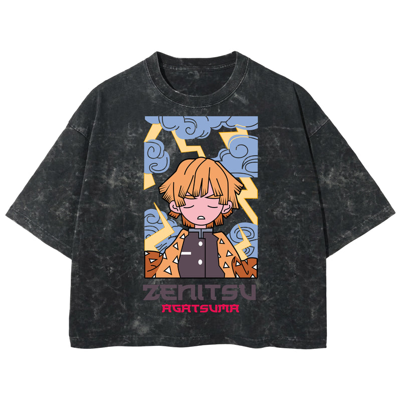 Playera streetwear premium de anime y gaming ExtraLife MX, corte boxy deluxe mineral wash heavyweight en color Acid Wash, moda urbana mexicana de culto.