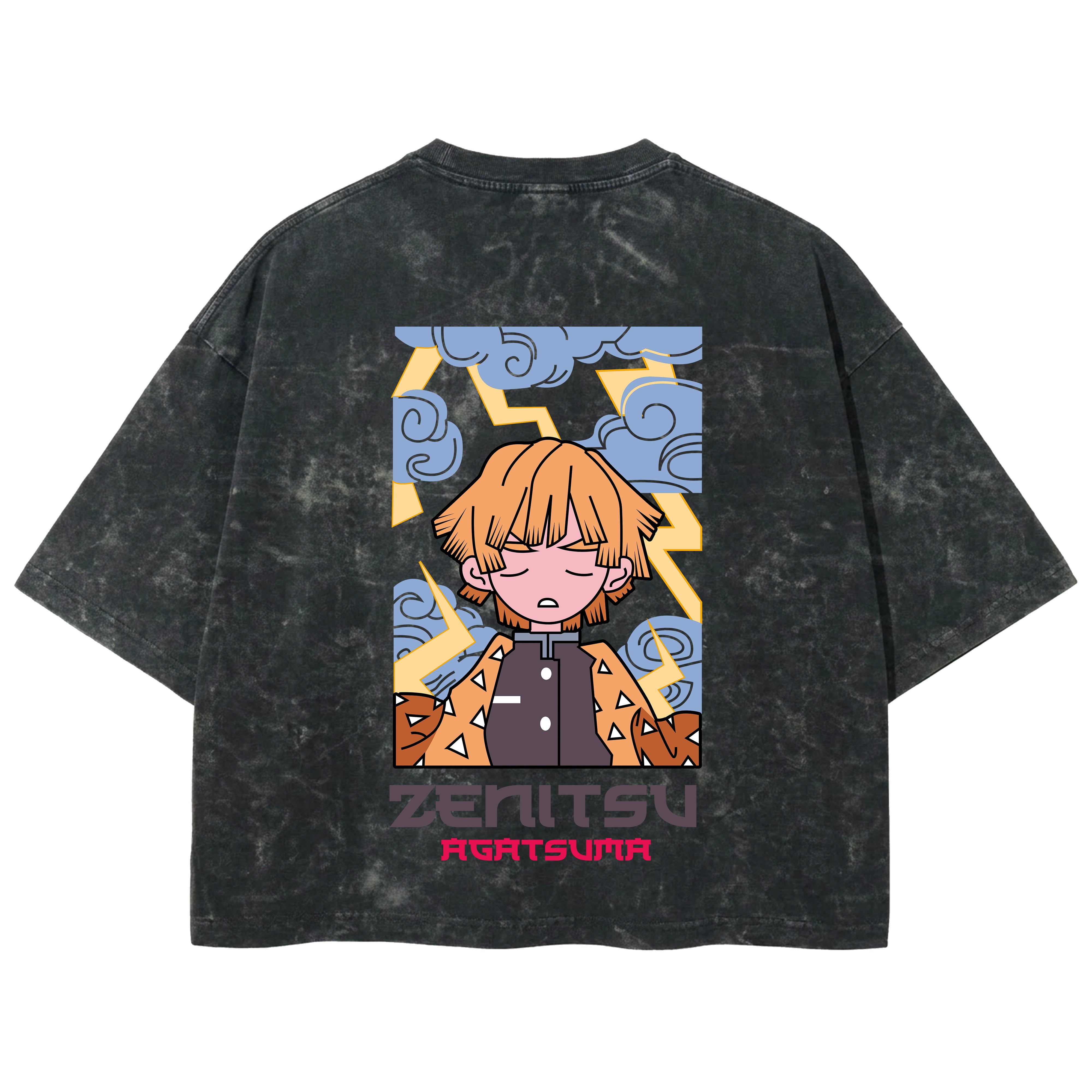 Playera streetwear premium de anime y gaming ExtraLife MX, corte boxy deluxe mineral wash heavyweight en color Acid Wash, moda urbana mexicana de culto.