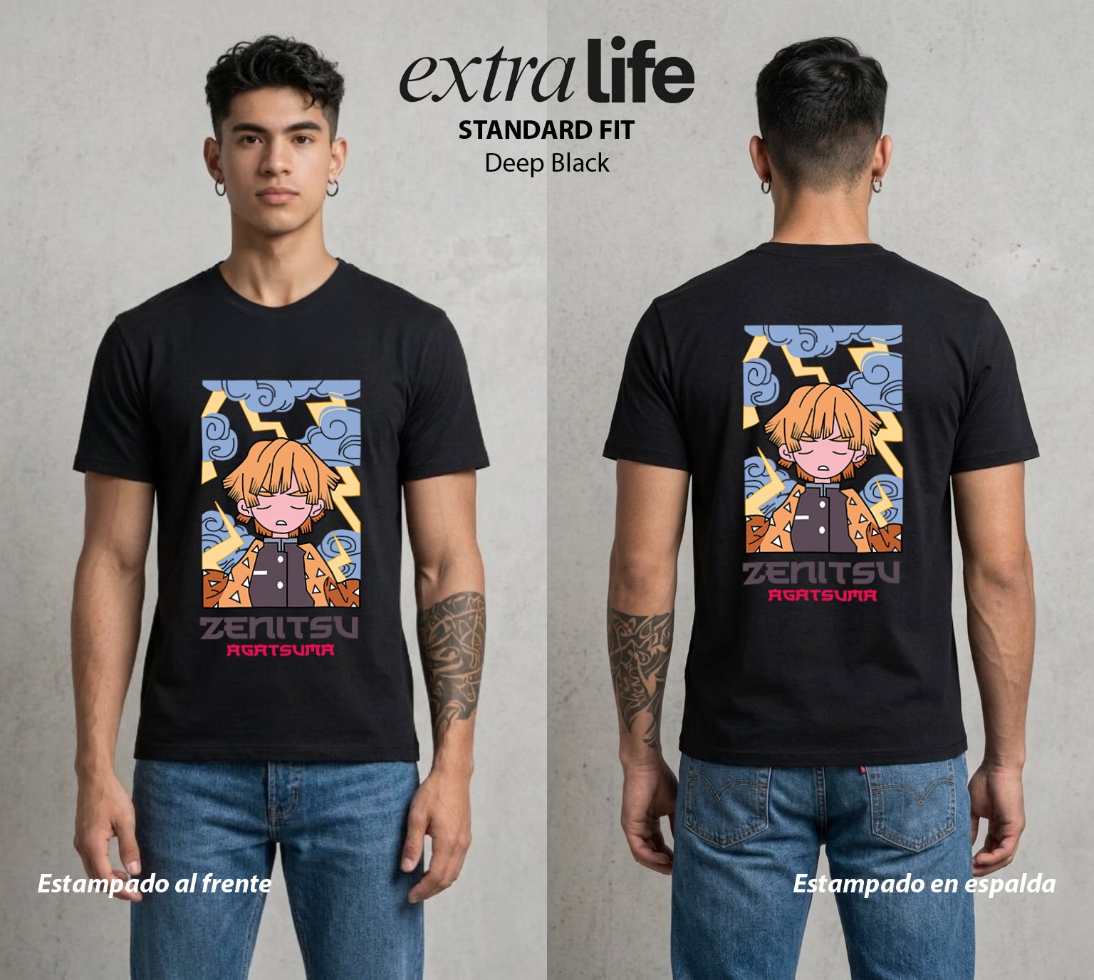 Cazadores de la Noche | El Rayo del Miedo Chibi #00989 - Playera Standard Fit | Deep Black - Foto en modelo