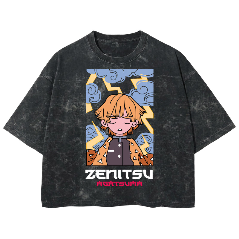 Playera streetwear premium de anime y gaming ExtraLife MX, corte boxy deluxe mineral wash heavyweight en color Acid Wash, moda urbana mexicana de culto.