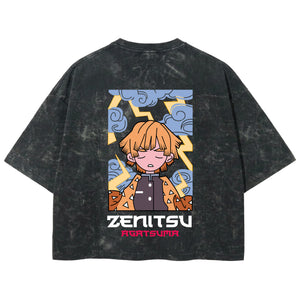 Playera streetwear premium de anime y gaming ExtraLife MX, corte boxy deluxe mineral wash heavyweight en color Acid Wash, moda urbana mexicana de culto.