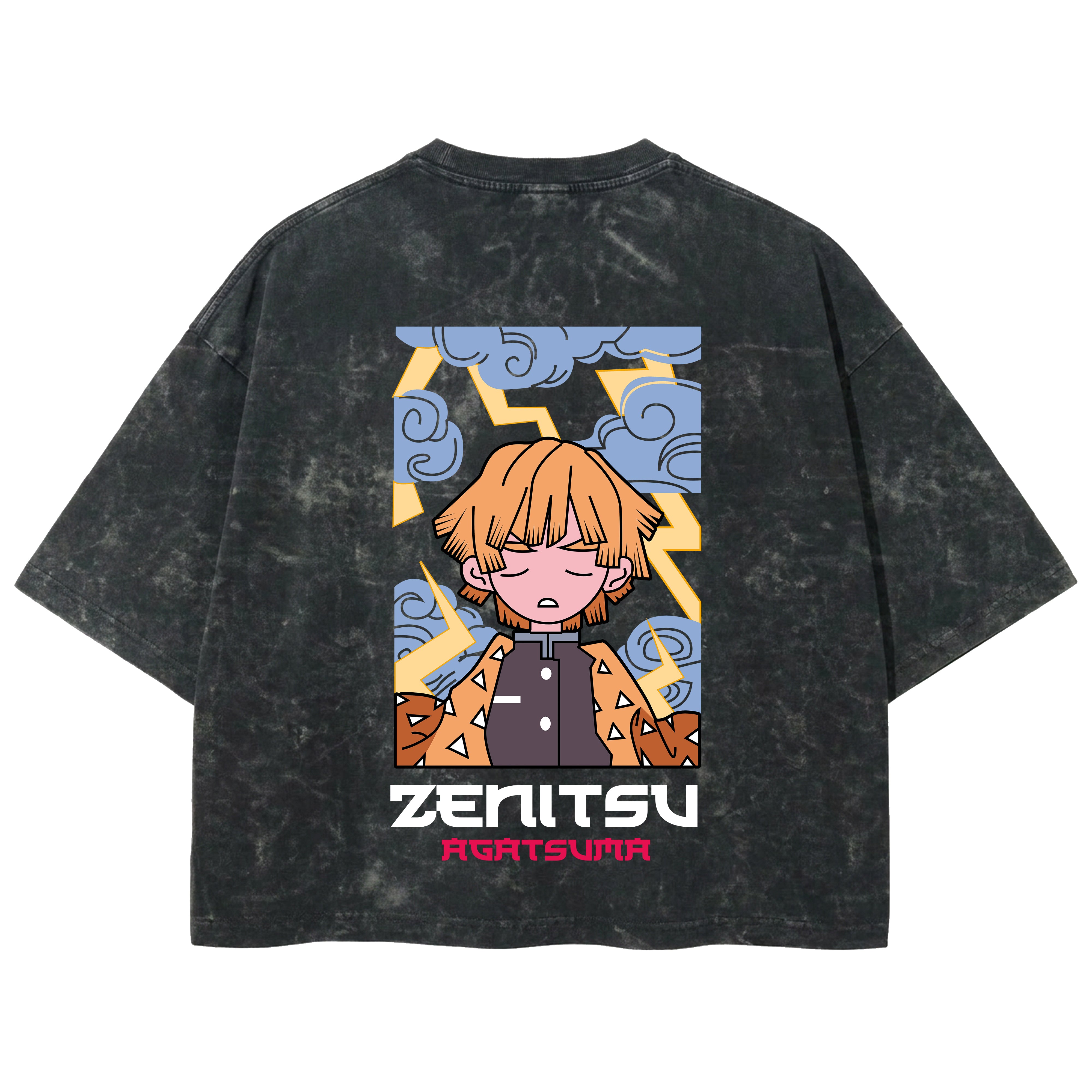 Playera streetwear premium de anime y gaming ExtraLife MX, corte boxy deluxe mineral wash heavyweight en color Acid Wash, moda urbana mexicana de culto.
