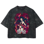 Playera streetwear premium de anime y gaming ExtraLife MX, corte boxy deluxe mineral wash heavyweight en color Acid Wash, moda urbana mexicana de culto.