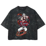 Playera streetwear premium de anime y gaming ExtraLife MX, corte boxy deluxe mineral wash heavyweight en color Acid Wash, moda urbana mexicana de culto.