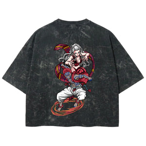 Playera streetwear premium de anime y gaming ExtraLife MX, corte boxy deluxe mineral wash heavyweight en color Acid Wash, moda urbana mexicana de culto.