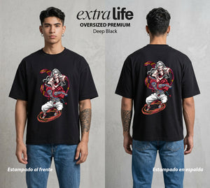 Cazadores de la Noche | El Demonio del Amanecer #00992 - Playera Oversized Premium | Deep Black - Foto en modelo