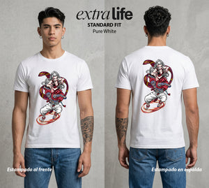 Cazadores de la Noche | El Demonio del Amanecer #00992 - Playera Standard Fit | Pure White - Foto en modelo