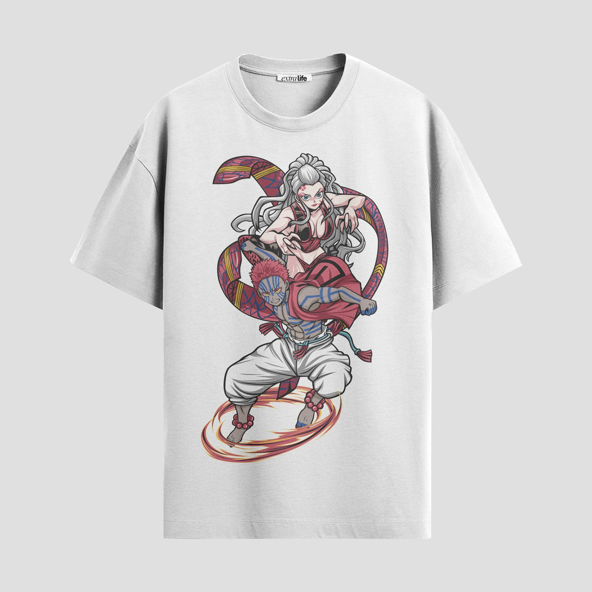 Playera urbana de anime y gaming ExtraLife MX, corte Classic Premium unisex ligero y transpirable en color Deep Black y Pure White, ropa de uso diario para gym y casual.