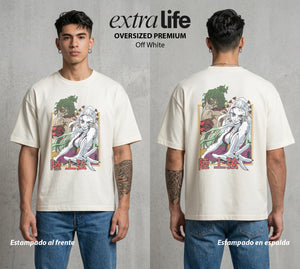 Cazadores de la Noche | El Hermano de la Noche #00993 - Playera Oversized Premium | Off White - Foto en modelo