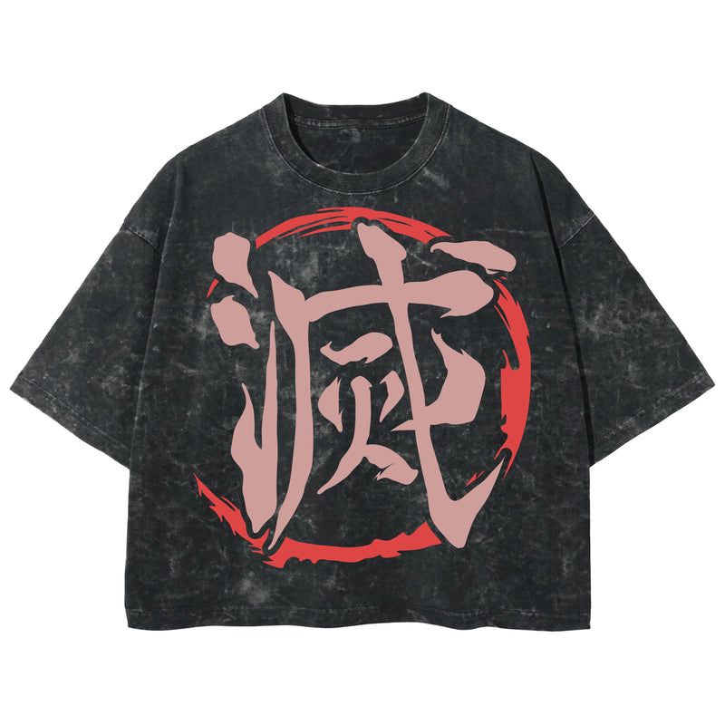 Playera streetwear premium de anime y gaming ExtraLife MX, corte boxy deluxe mineral wash heavyweight en color Acid Wash, moda urbana mexicana de culto.