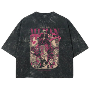 Playera streetwear premium de anime y gaming ExtraLife MX, corte boxy deluxe mineral wash heavyweight en color Acid Wash, moda urbana mexicana de culto.