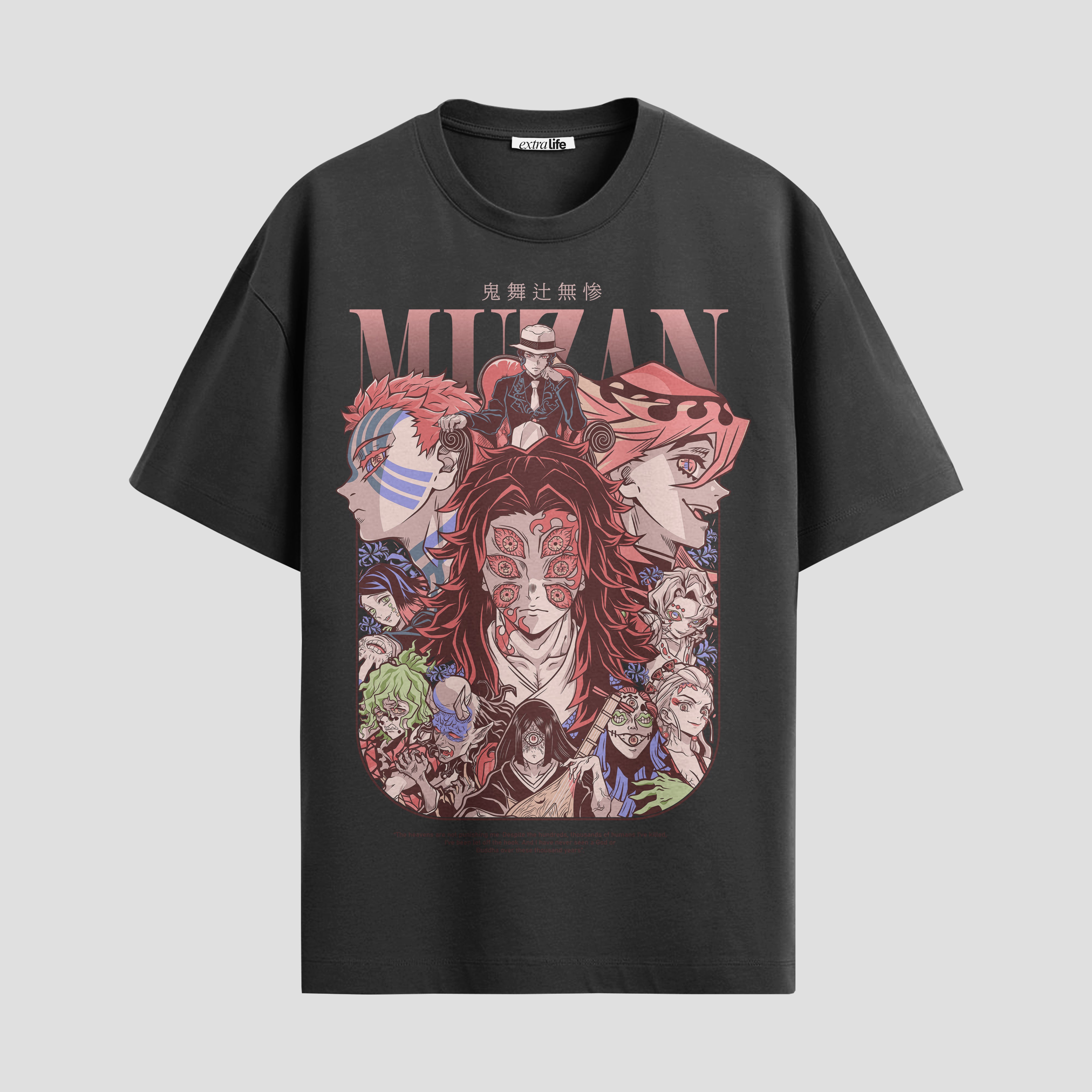 Playera urbana de anime y gaming ExtraLife MX, corte Standard Fit unisex ligero y transpirable en color Deep Black y Pure White, ropa de uso diario para gym y casual.
