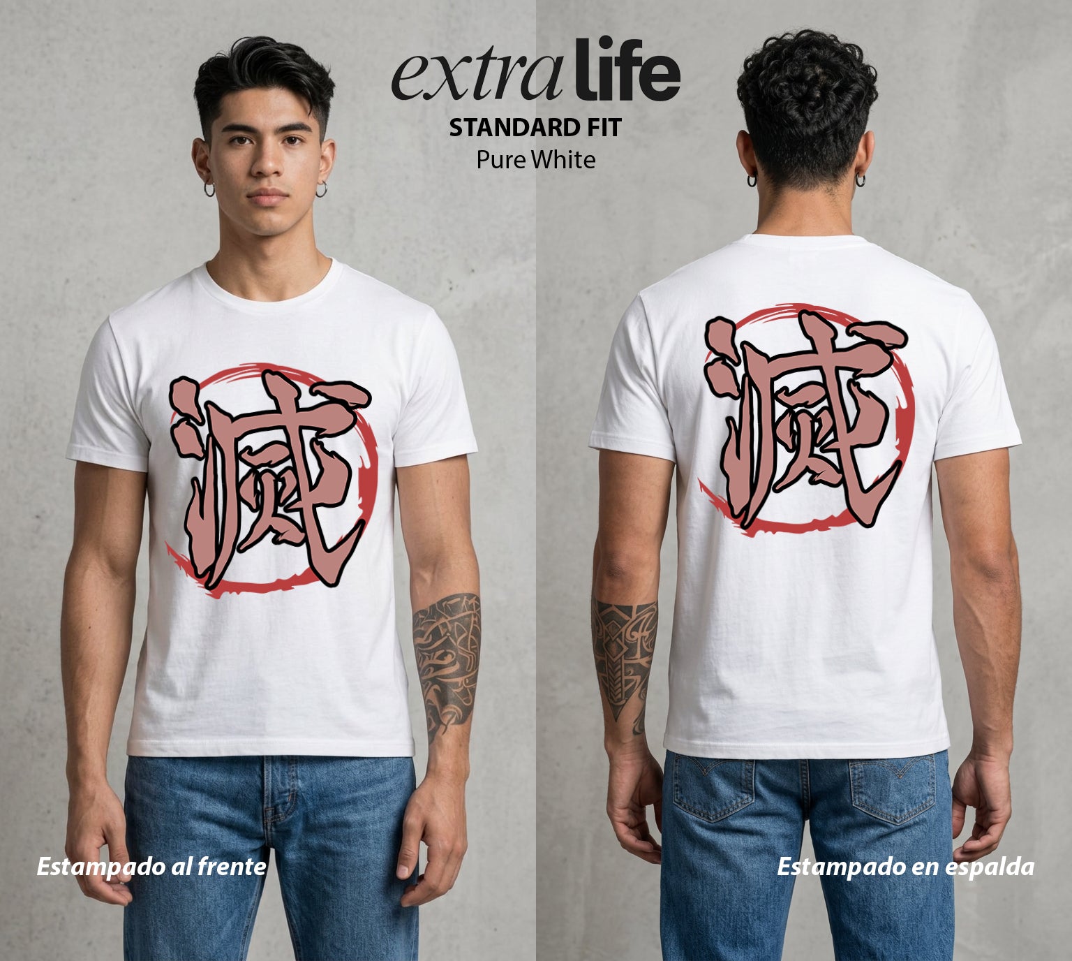 Cazadores de la Noche | Las Lunas del Demonio #00998 - Playera Standard Fit | Pure White - Foto en modelo