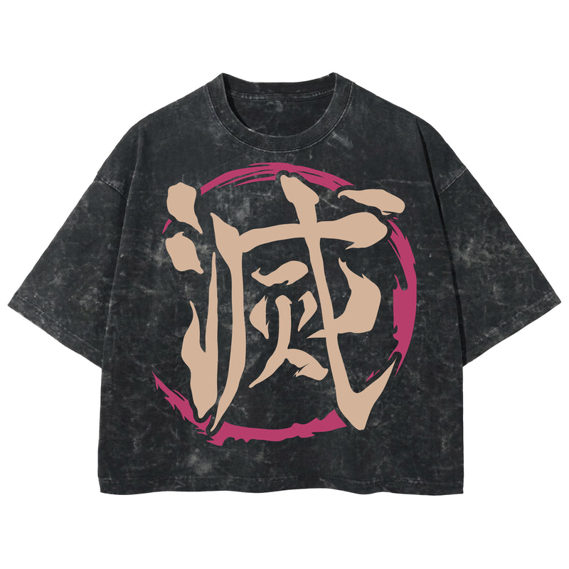 Playera streetwear premium de anime y gaming ExtraLife MX, corte boxy deluxe mineral wash heavyweight en color Acid Wash, moda urbana mexicana de culto.