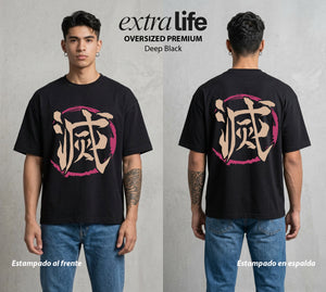 Cazadores de la Noche | Los Doce Elegidos #00999 - Playera Oversized Premium | Deep Black - Foto en modelo