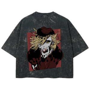 Playera streetwear premium de anime y gaming ExtraLife MX, corte boxy deluxe mineral wash heavyweight en color Acid Wash, moda urbana mexicana de culto.