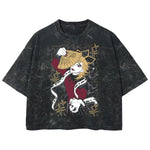 Playera streetwear premium de anime y gaming ExtraLife MX, corte boxy deluxe mineral wash heavyweight en color Acid Wash, moda urbana mexicana de culto.