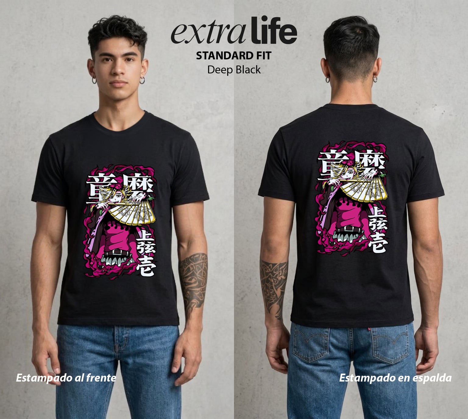 Cazadores de la Noche | Demon Slayer Douma #01005 - Playera Standard Fit | Deep Black - Foto en modelo