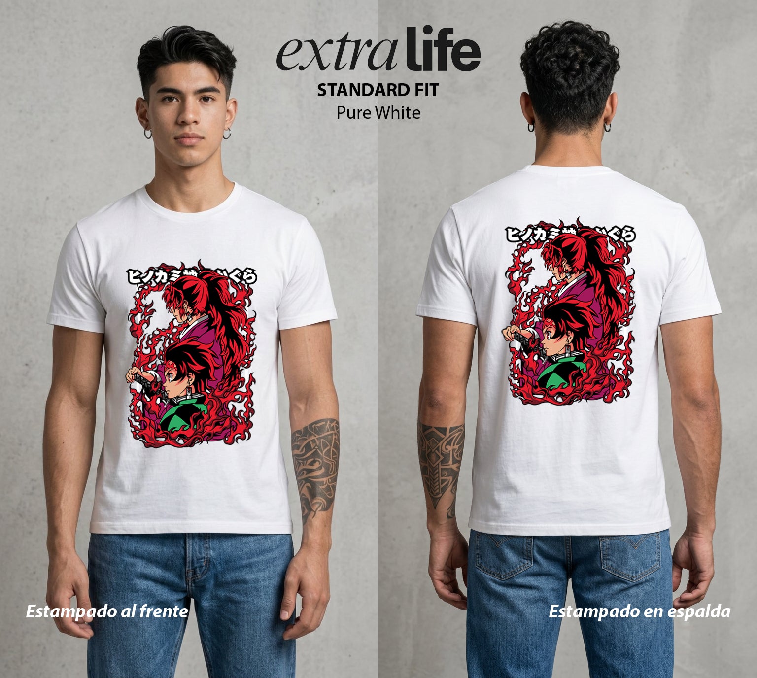 Cazadores de la Noche | El Pilar de las Llamas #01006 - Playera Standard Fit | Pure White - Foto en modelo