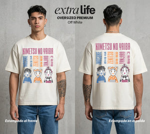 Cazadores de la Noche | Las Geishas del Demonio #01007 - Playera Oversized Premium | Off White - Foto en modelo