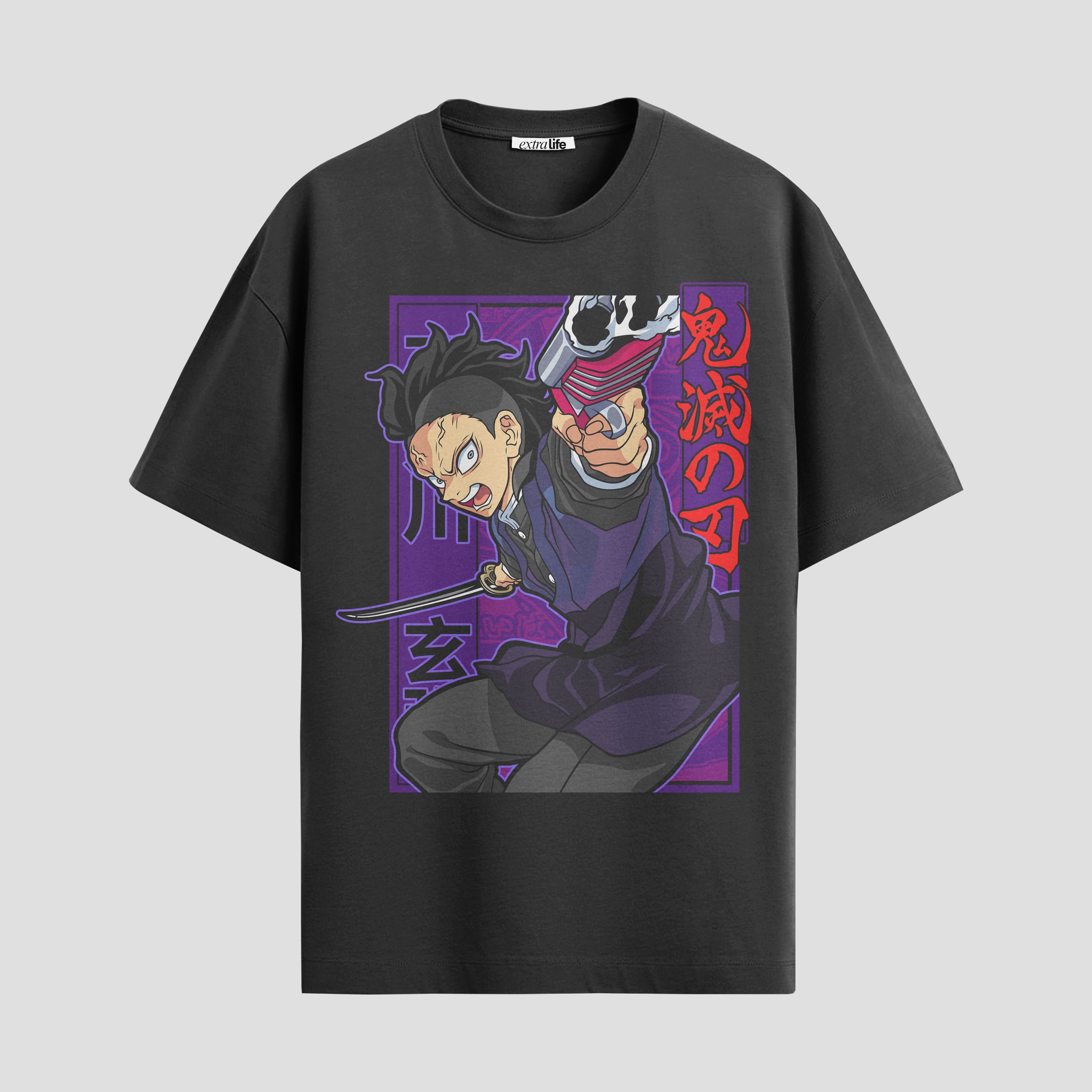 Playera urbana de anime y gaming ExtraLife MX, corte Standard Fit unisex ligero y transpirable en color Deep Black y Pure White, ropa de uso diario para gym y casual.