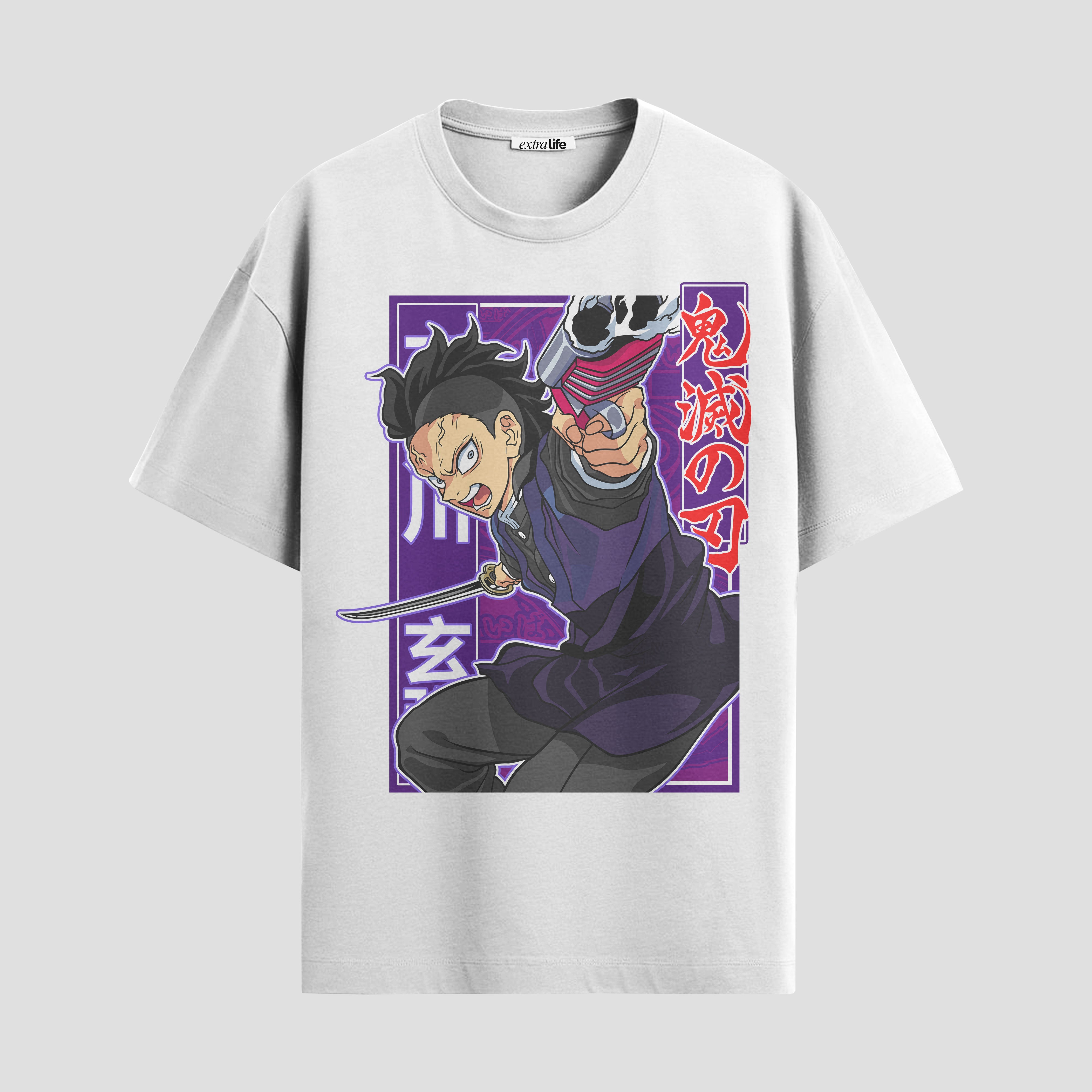 Playera urbana de anime y gaming ExtraLife MX, corte Standard Fit unisex ligero y transpirable en color Deep Black y Pure White, ropa de uso diario para gym y casual.