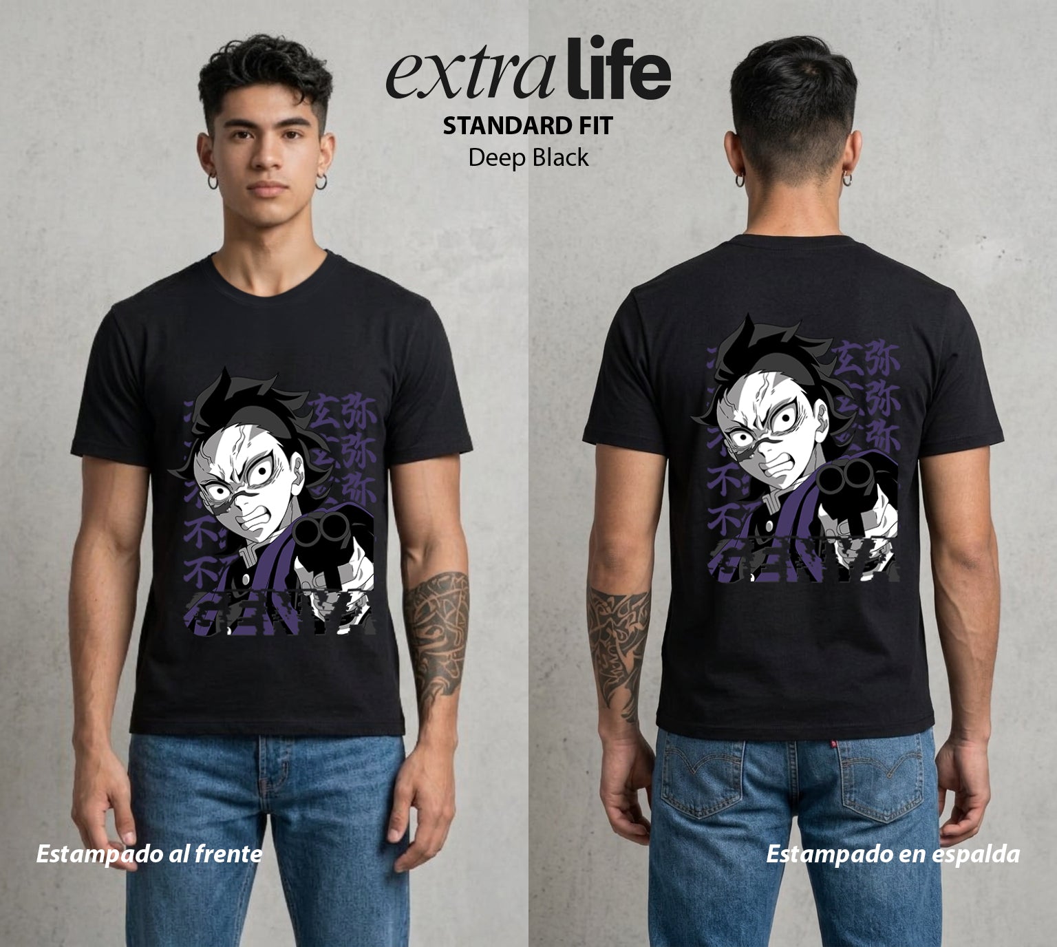 Cazadores de la Noche | El Hermano del Viento #01009 - Playera Standard Fit | Deep Black - Foto en modelo