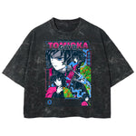 Playera streetwear premium de anime y gaming ExtraLife MX, corte boxy deluxe mineral wash heavyweight en color Acid Wash, moda urbana mexicana de culto.