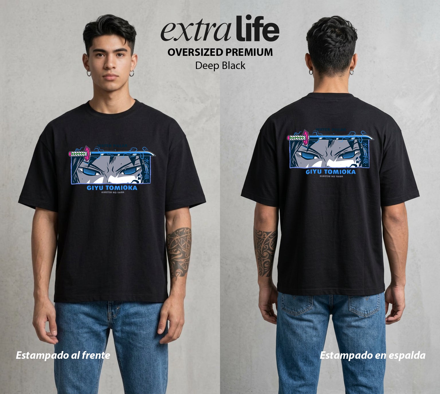 Cazadores de la Noche | Pilar Silencioso #01012 - Playera Oversized Premium | Deep Black - Foto en modelo