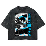 Playera streetwear premium de anime y gaming ExtraLife MX, corte boxy deluxe mineral wash heavyweight en color Acid Wash, moda urbana mexicana de culto.