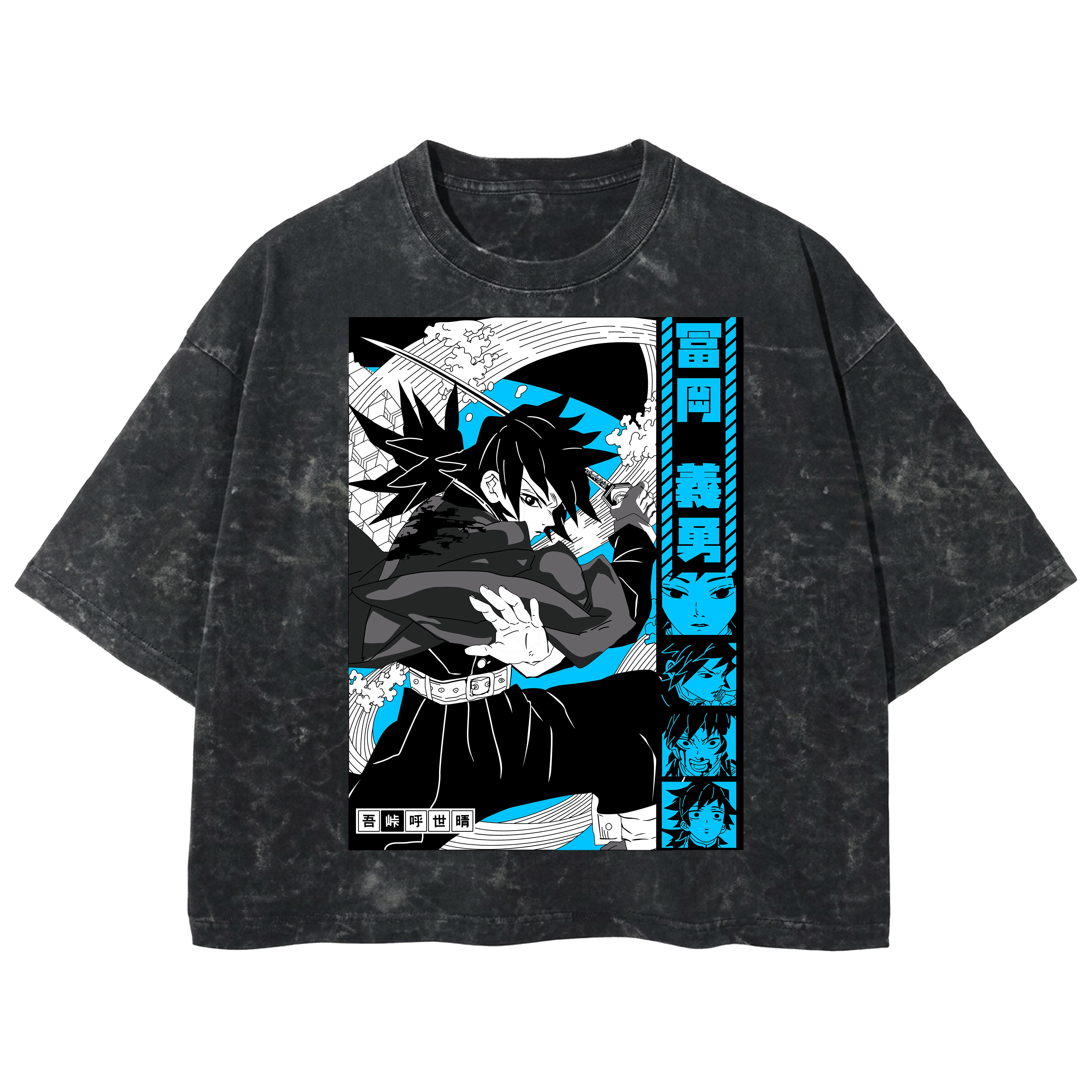 Playera streetwear premium de anime y gaming ExtraLife MX, corte boxy deluxe mineral wash heavyweight en color Acid Wash, moda urbana mexicana de culto.