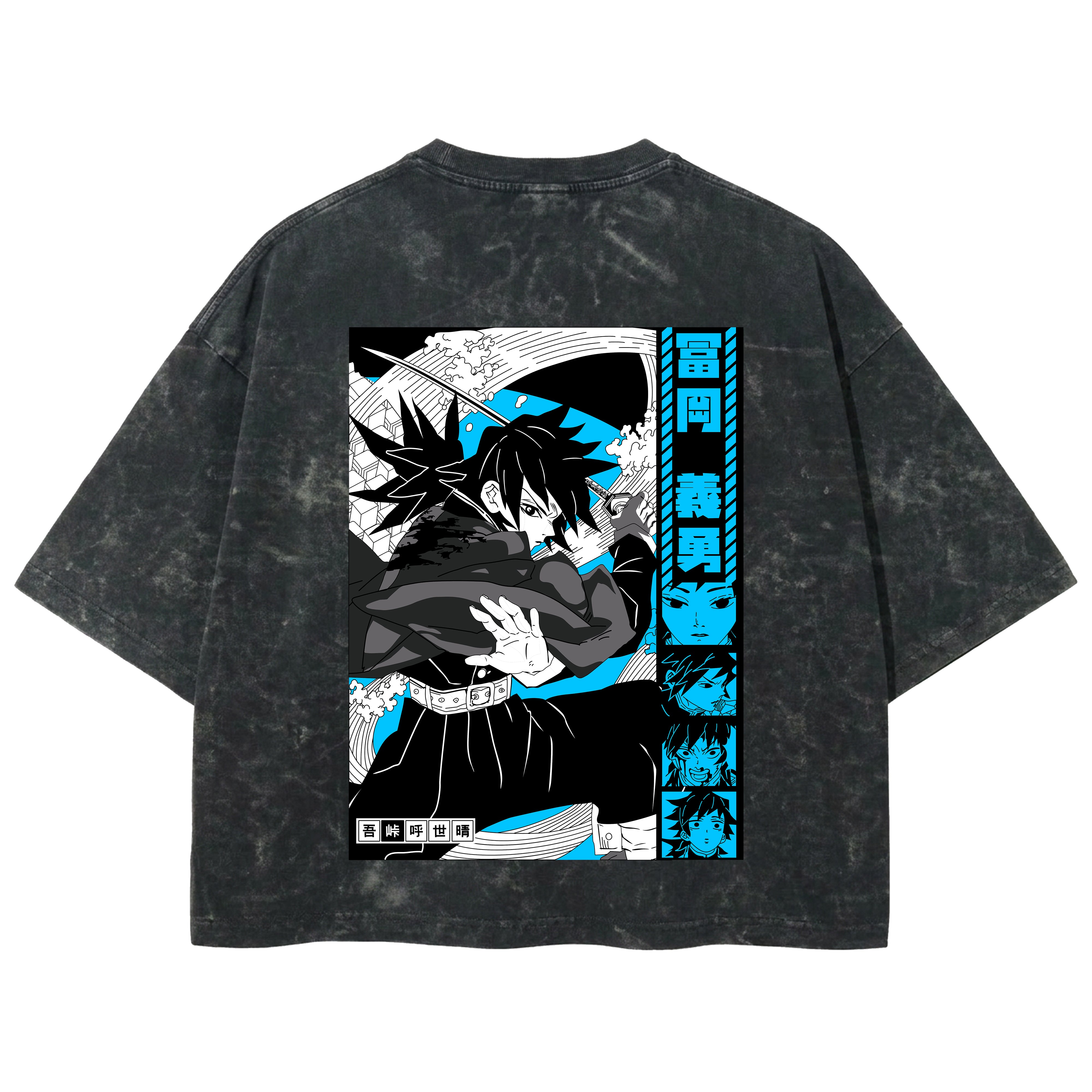 Playera streetwear premium de anime y gaming ExtraLife MX, corte boxy deluxe mineral wash heavyweight en color Acid Wash, moda urbana mexicana de culto.