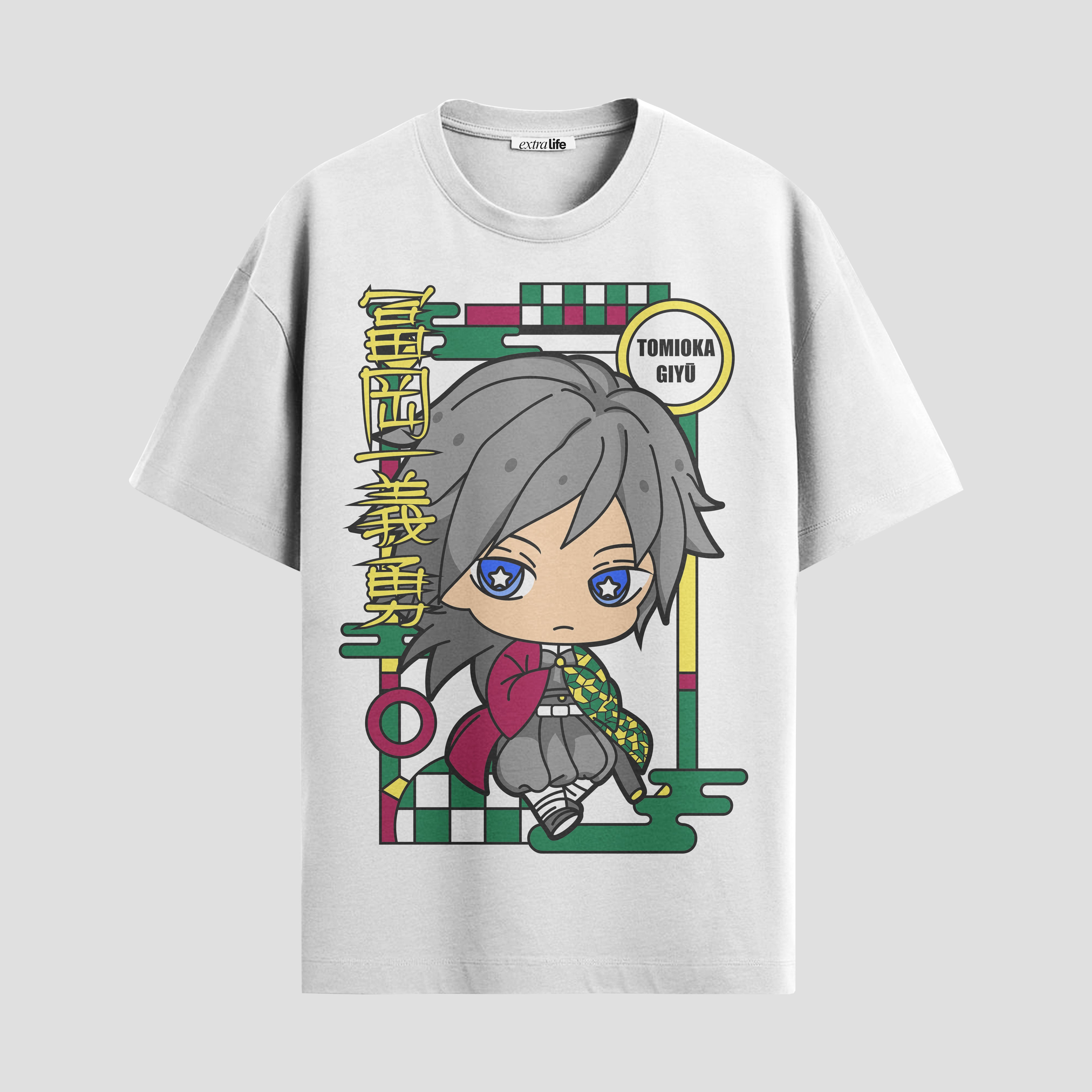 Playera urbana de anime y gaming ExtraLife MX, corte Standard Fit unisex ligero y transpirable en color Deep Black y Pure White, ropa de uso diario para gym y casual.