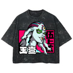 Playera streetwear premium de anime y gaming ExtraLife MX, corte boxy deluxe mineral wash heavyweight en color Acid Wash, moda urbana mexicana de culto.