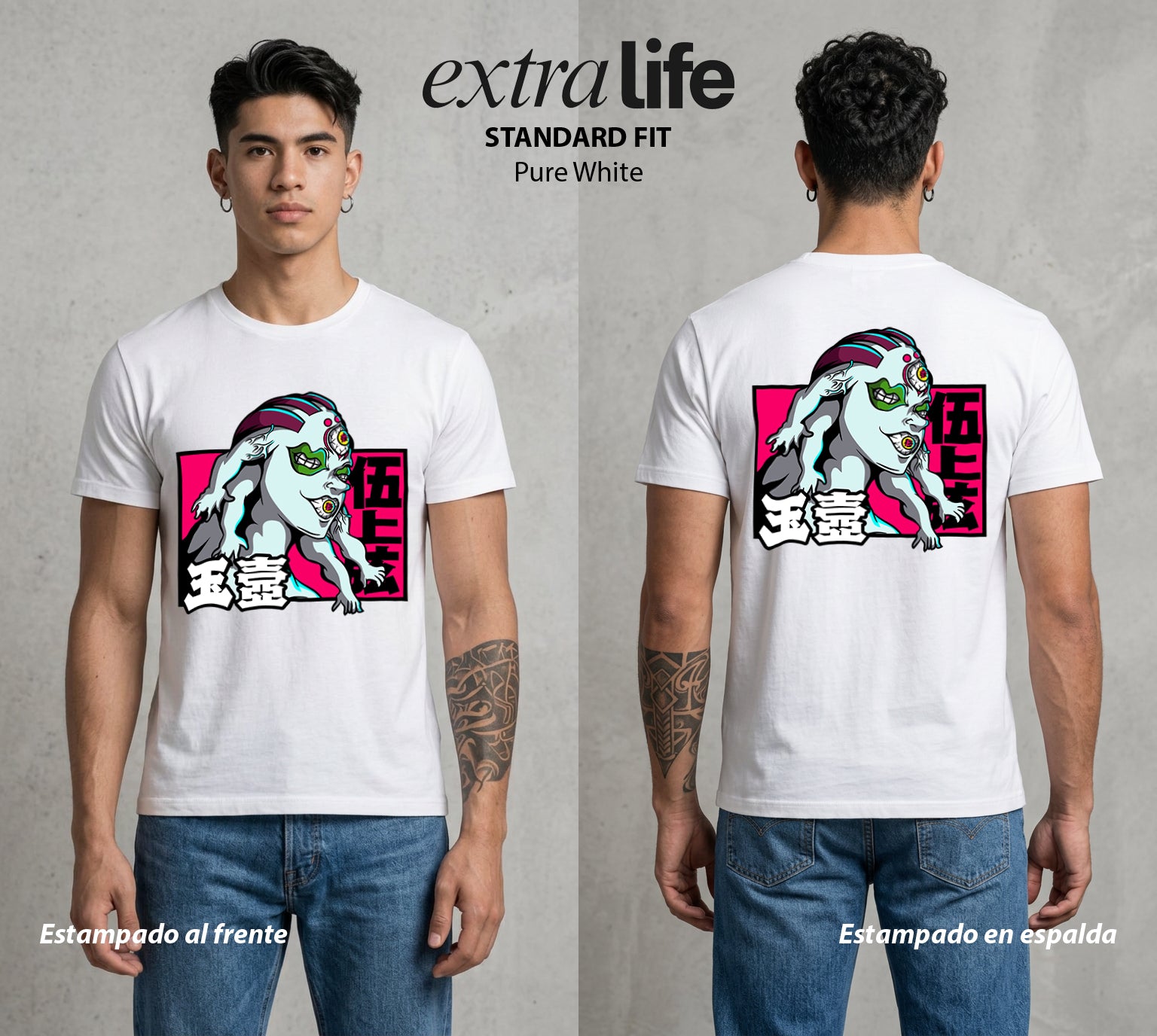 Cazadores de la Noche | La Vasija del Horror #01017 - Playera Standard Fit | Pure White - Foto en modelo