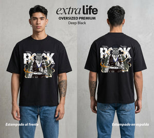 Cazadores de la Noche | El Pilar de Piedra #01018 - Playera Oversized Premium | Deep Black - Foto en modelo
