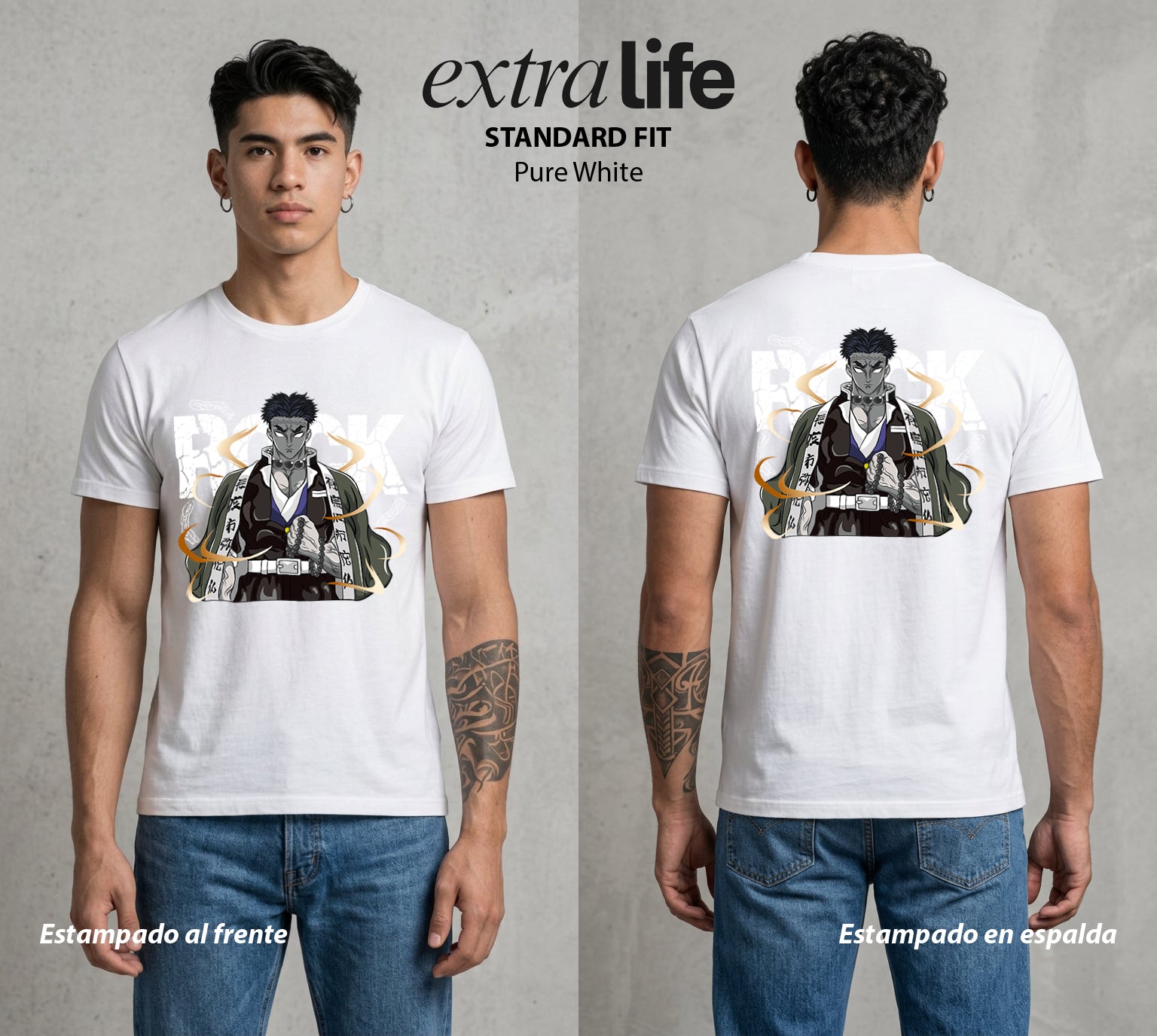 Cazadores de la Noche | El Pilar de Piedra #01018 - Playera Standard Fit | Pure White - Foto en modelo
