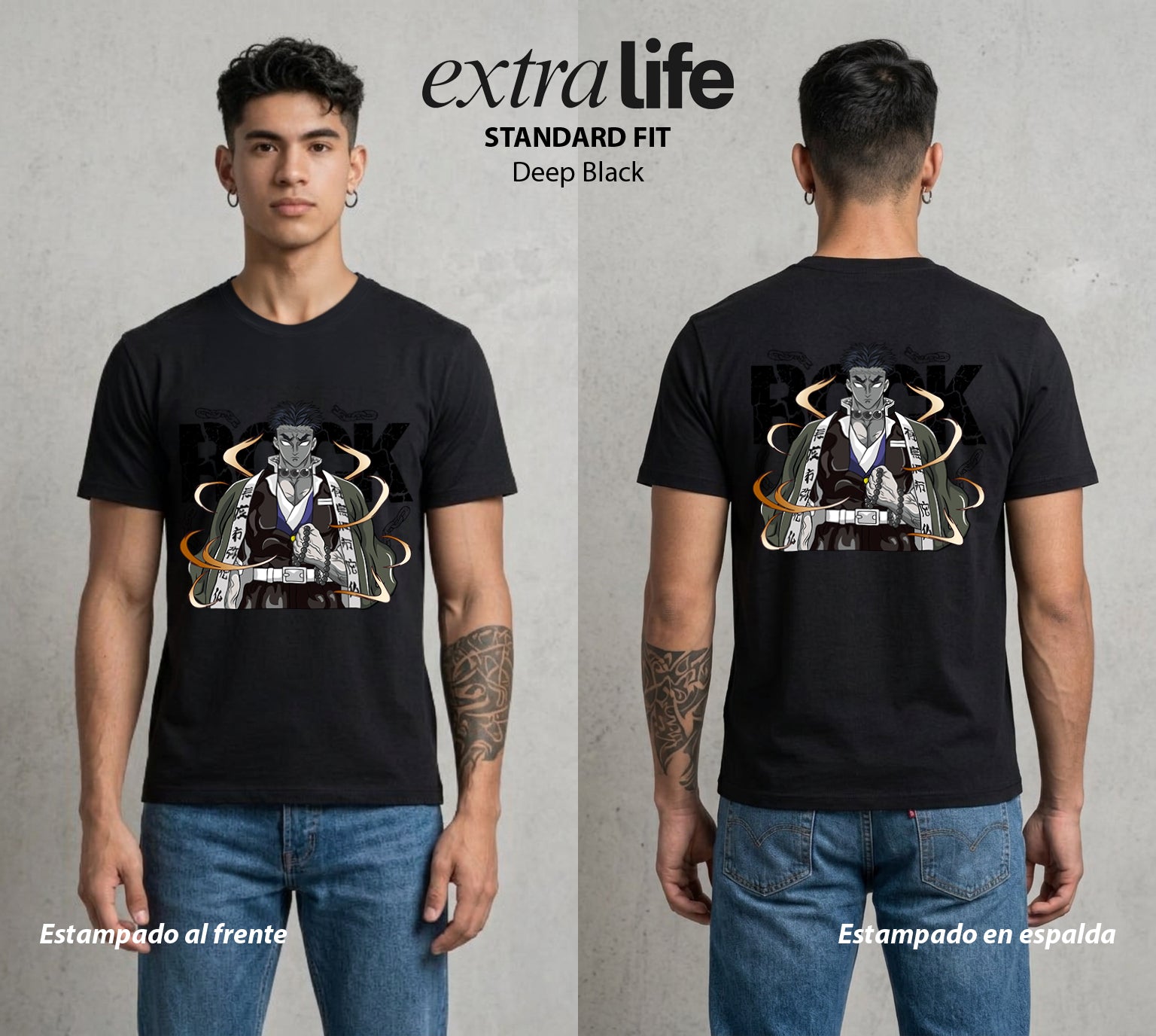 Cazadores de la Noche | Lagrimas y Poder #01019 - Playera Standard Fit | Deep Black - Foto en modelo