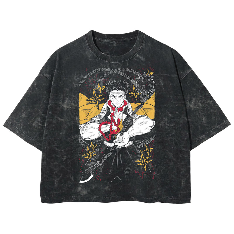 Playera streetwear premium de anime y gaming ExtraLife MX, corte boxy deluxe mineral wash heavyweight en color Acid Wash, moda urbana mexicana de culto.