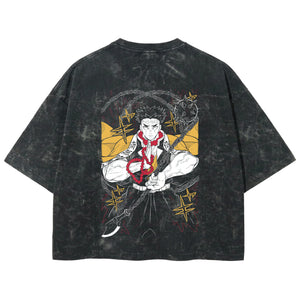 Playera streetwear premium de anime y gaming ExtraLife MX, corte boxy deluxe mineral wash heavyweight en color Acid Wash, moda urbana mexicana de culto.