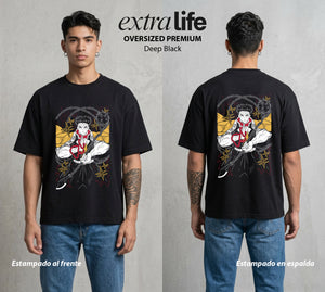 Cazadores de la Noche | El Pilar de Piedra #01020 - Playera Oversized Premium | Deep Black - Foto en modelo