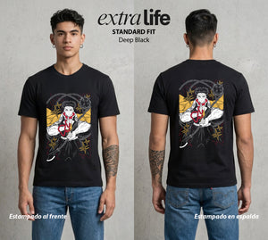 Cazadores de la Noche | El Pilar de Piedra #01020 - Playera Standard Fit | Deep Black - Foto en modelo