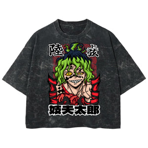Playera streetwear premium de anime y gaming ExtraLife MX, corte boxy deluxe mineral wash heavyweight en color Acid Wash, moda urbana mexicana de culto.