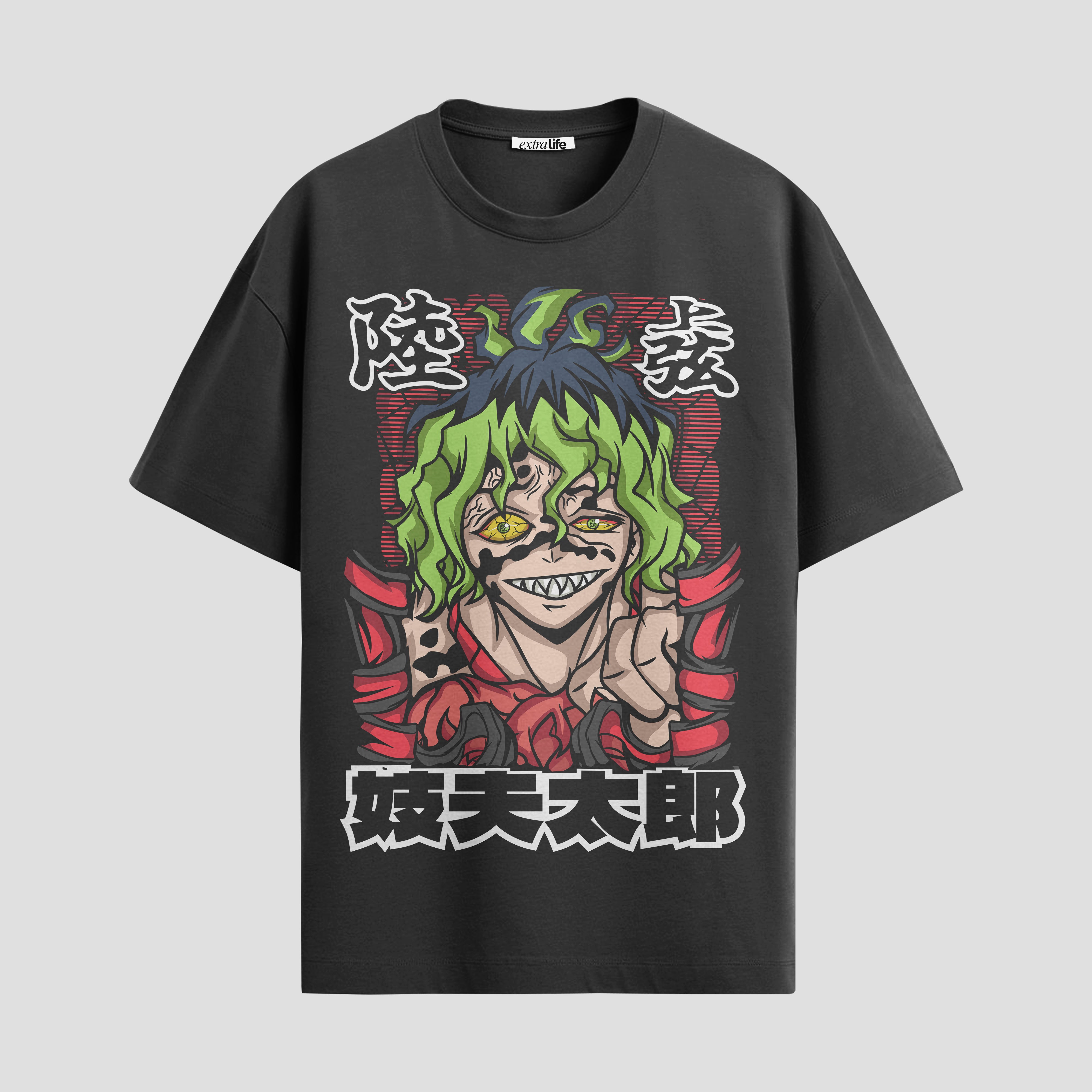 Playera urbana de anime y gaming ExtraLife MX, corte Standard Fit unisex ligero y transpirable en color Deep Black y Pure White, ropa de uso diario para gym y casual.