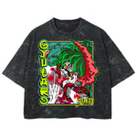 Playera streetwear premium de anime y gaming ExtraLife MX, corte boxy deluxe mineral wash heavyweight en color Acid Wash, moda urbana mexicana de culto.