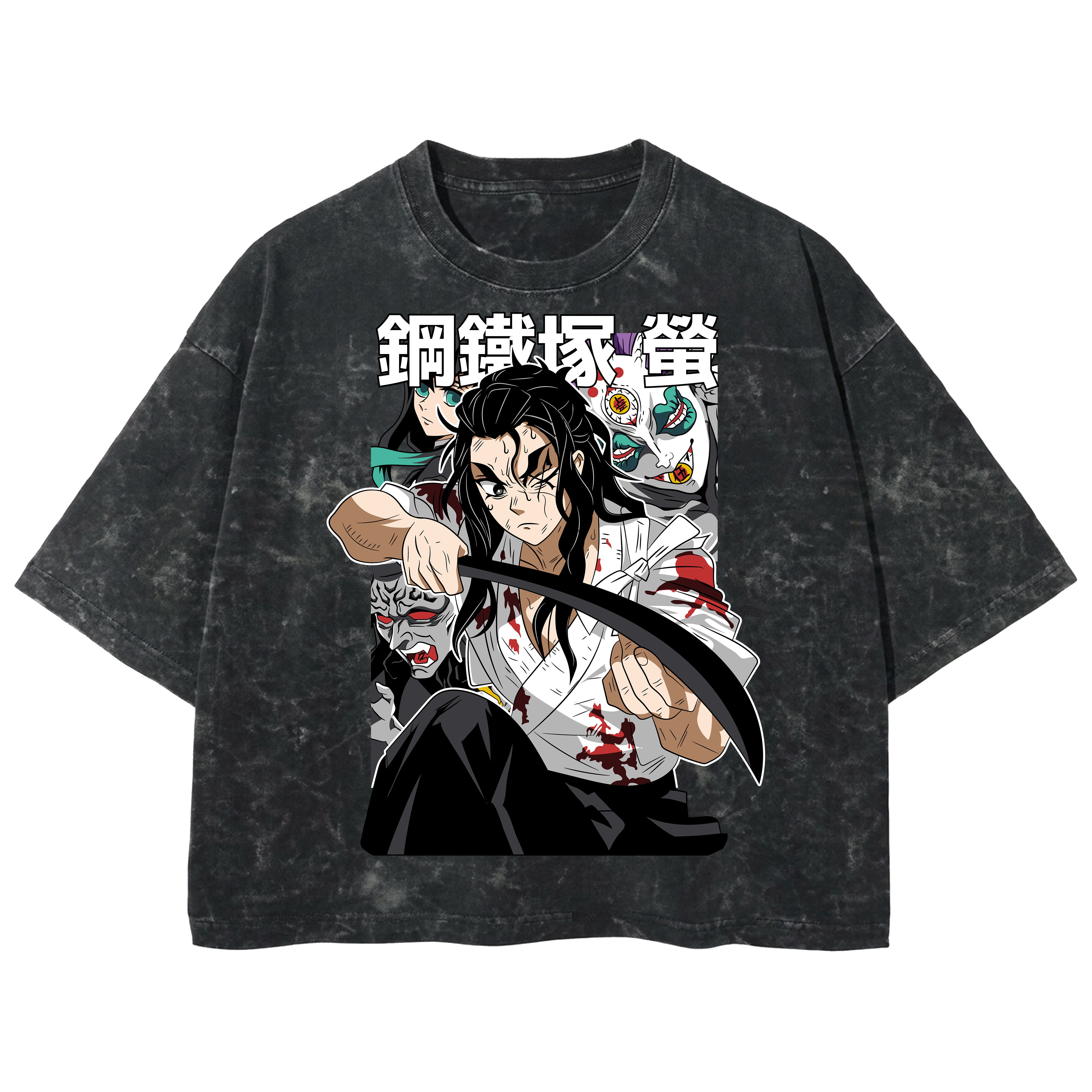 Playera streetwear premium de anime y gaming ExtraLife MX, corte boxy deluxe mineral wash heavyweight en color Acid Wash, moda urbana mexicana de culto.