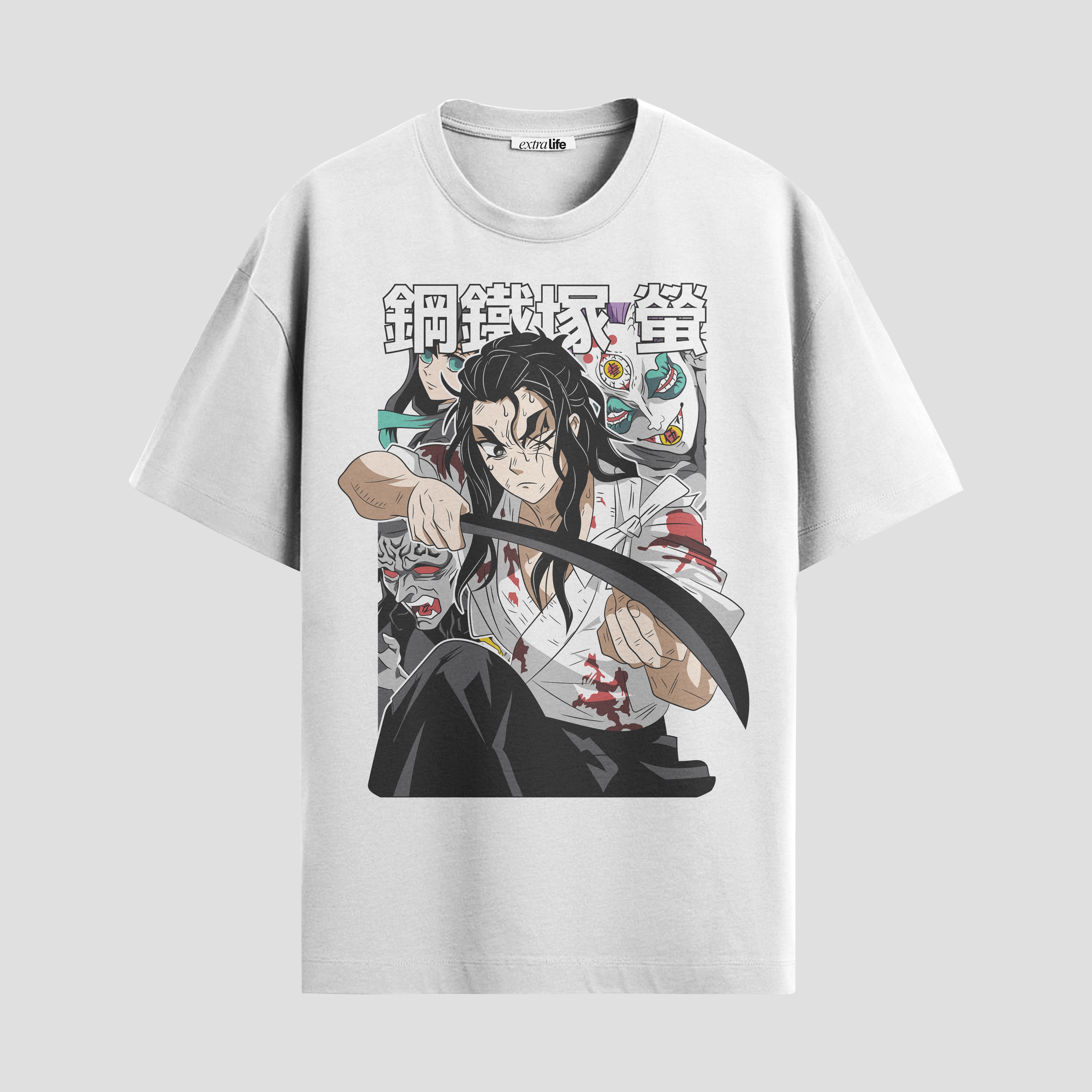 Playera urbana de anime y gaming ExtraLife MX, corte Standard Fit unisex ligero y transpirable en color Deep Black y Pure White, ropa de uso diario para gym y casual.
