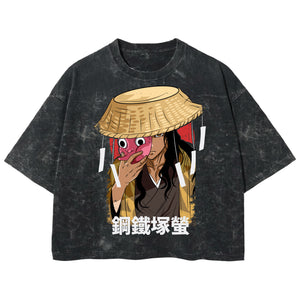 Playera streetwear premium de anime y gaming ExtraLife MX, corte boxy deluxe mineral wash heavyweight en color Acid Wash, moda urbana mexicana de culto.